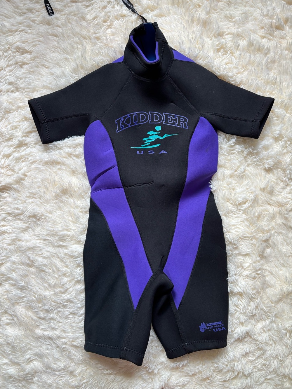 Kidder Shorty Wetsuit Black Purple Size S Neoprene Spring Suit Back Zip